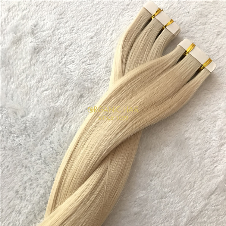 Human seamless tape hair extensions #613 color X92